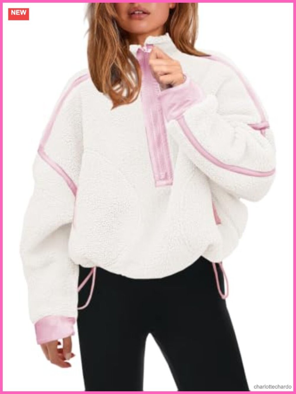 Half Zip Fleece Pullover Sherpa Jacket Long Sleeve Women's Sweatshirt